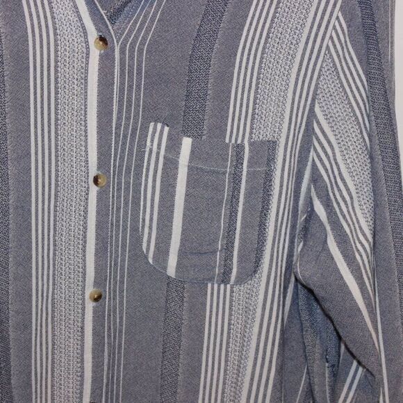 Anthropologie Maeve Striped Viscose Blend Button Down Shirt Women's Size 1X - Picture 8 of 11